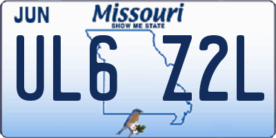 MO license plate UL6Z2L