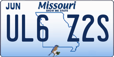 MO license plate UL6Z2S