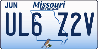 MO license plate UL6Z2V