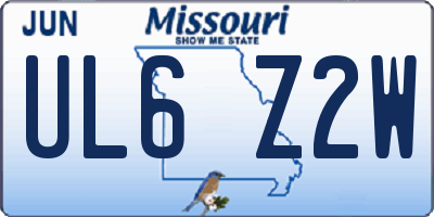 MO license plate UL6Z2W