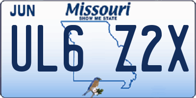 MO license plate UL6Z2X