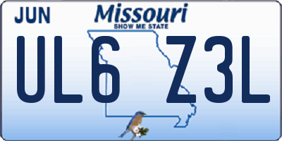 MO license plate UL6Z3L