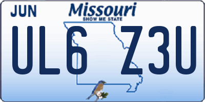 MO license plate UL6Z3U