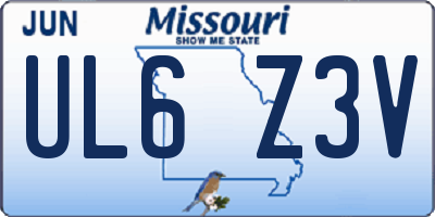 MO license plate UL6Z3V