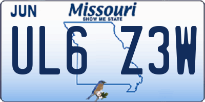 MO license plate UL6Z3W