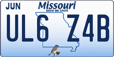 MO license plate UL6Z4B