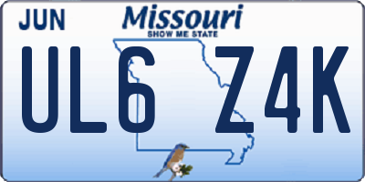 MO license plate UL6Z4K