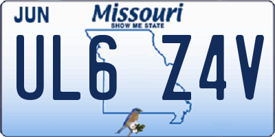MO license plate UL6Z4V