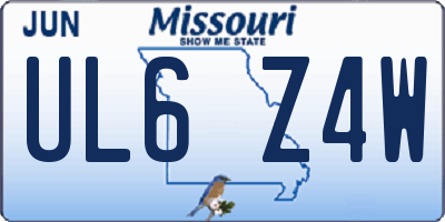 MO license plate UL6Z4W