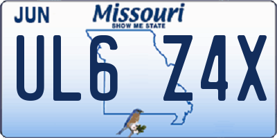 MO license plate UL6Z4X