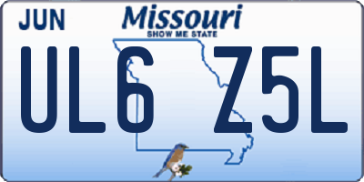 MO license plate UL6Z5L