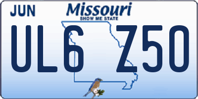 MO license plate UL6Z5O