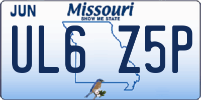 MO license plate UL6Z5P