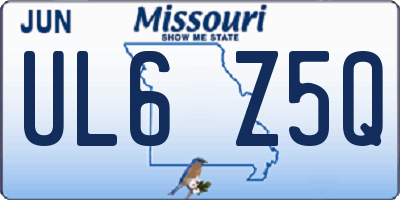 MO license plate UL6Z5Q