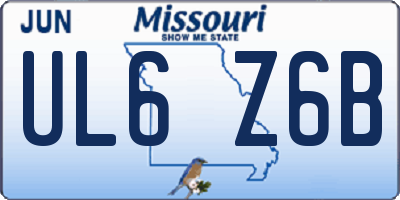 MO license plate UL6Z6B