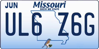 MO license plate UL6Z6G