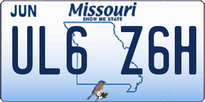 MO license plate UL6Z6H