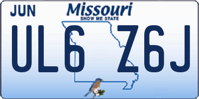 MO license plate UL6Z6J