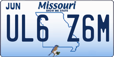 MO license plate UL6Z6M