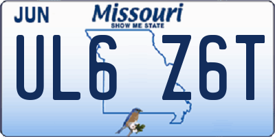 MO license plate UL6Z6T
