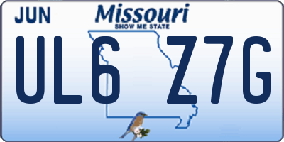 MO license plate UL6Z7G