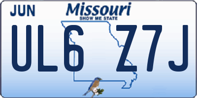 MO license plate UL6Z7J