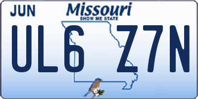 MO license plate UL6Z7N
