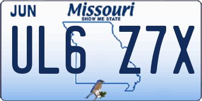 MO license plate UL6Z7X