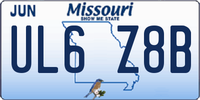 MO license plate UL6Z8B