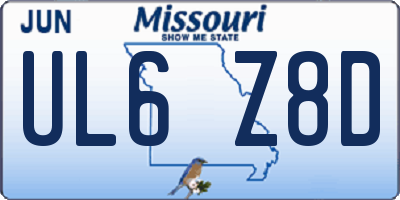 MO license plate UL6Z8D