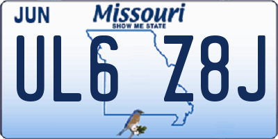 MO license plate UL6Z8J