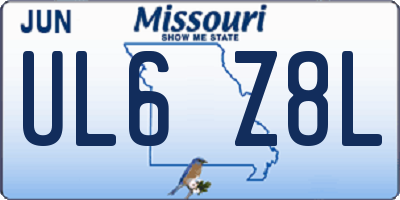 MO license plate UL6Z8L