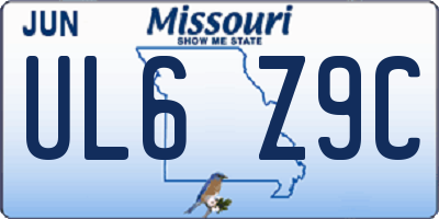 MO license plate UL6Z9C