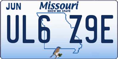 MO license plate UL6Z9E