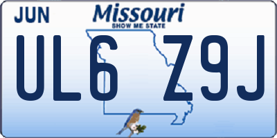 MO license plate UL6Z9J