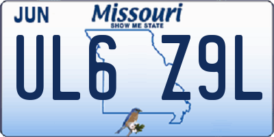 MO license plate UL6Z9L