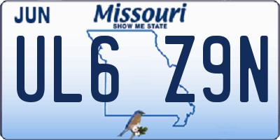 MO license plate UL6Z9N