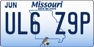 MO license plate UL6Z9P