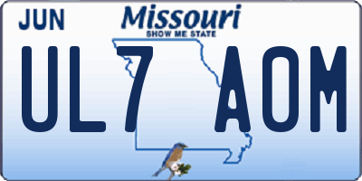 MO license plate UL7A0M