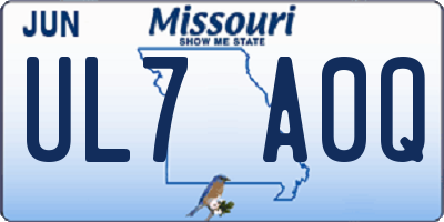 MO license plate UL7A0Q