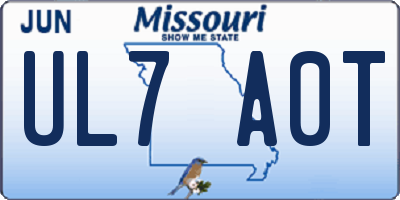 MO license plate UL7A0T