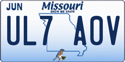 MO license plate UL7A0V