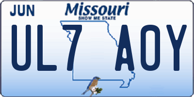 MO license plate UL7A0Y
