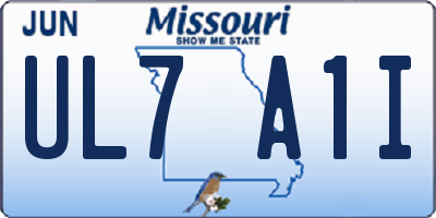MO license plate UL7A1I