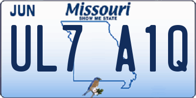 MO license plate UL7A1Q