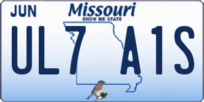 MO license plate UL7A1S