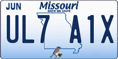 MO license plate UL7A1X