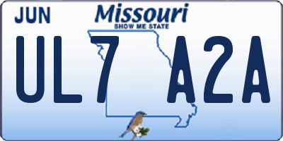 MO license plate UL7A2A