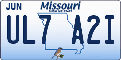 MO license plate UL7A2I