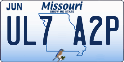 MO license plate UL7A2P
